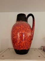Grosse Fat Lava Vase W. Germany 40 cm rot schwarz Vintage 70