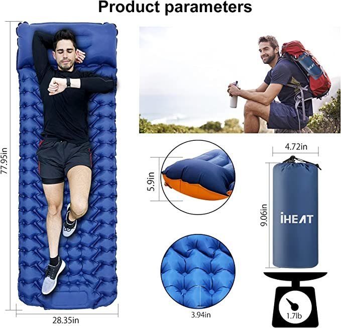 Isomatte für 1 Camping Schlafmatte aufblasbare Luftmatratze 3