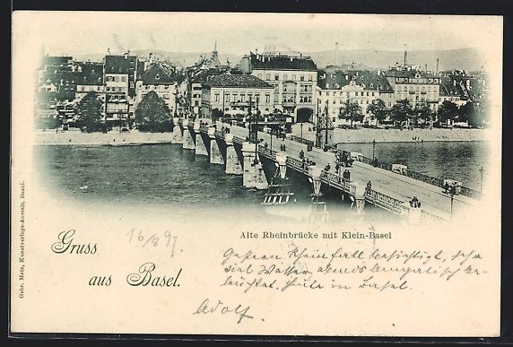 Ansichtskarten: Basel, Alte Rheinbrücke mit Klein-Basel – Gebraucht aus Berlin von bartko-reher