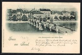 Basel, Alte Rheinbrücke mit Klein-Basel