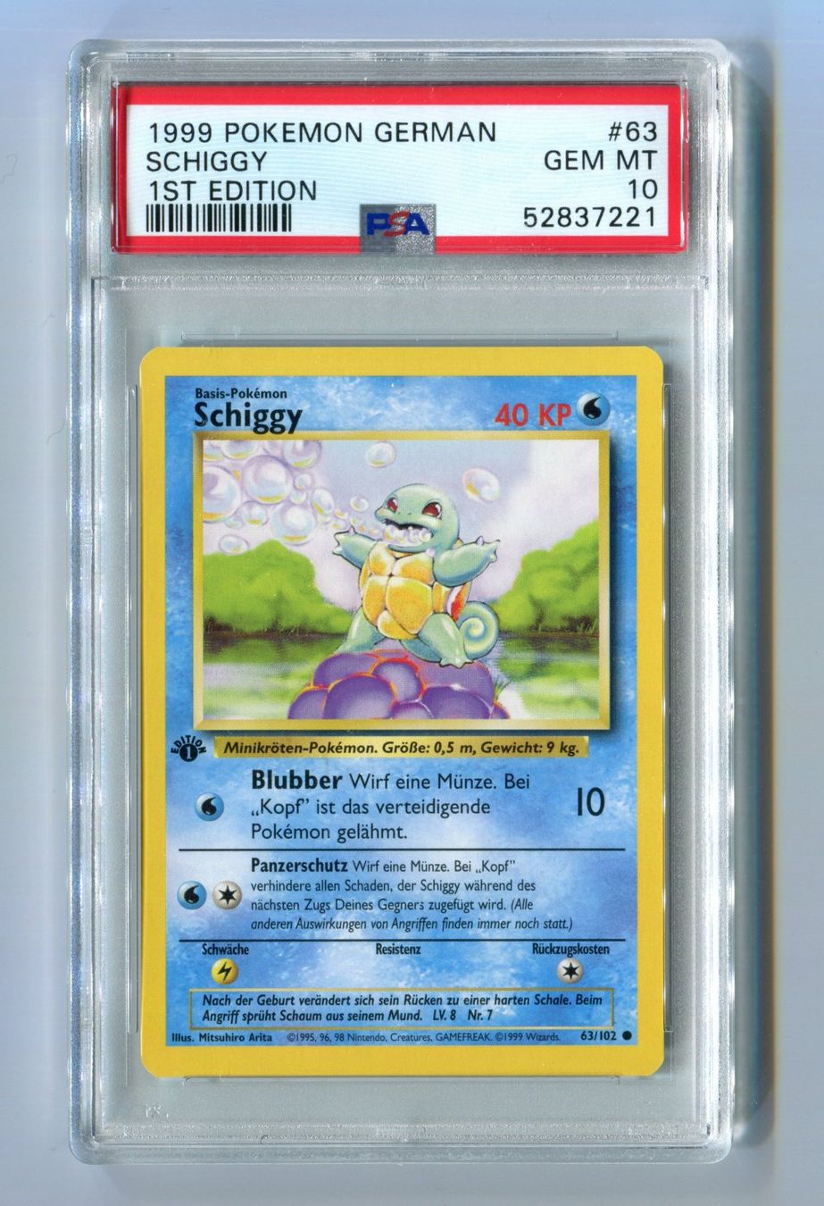 Pokémon Sammelbilder & Trading cards: PSA 10 Schiggy Basis 63/102 1.Edition Deutsch – Neu (gemäss Beschreibung) aus Dornach von Deco89