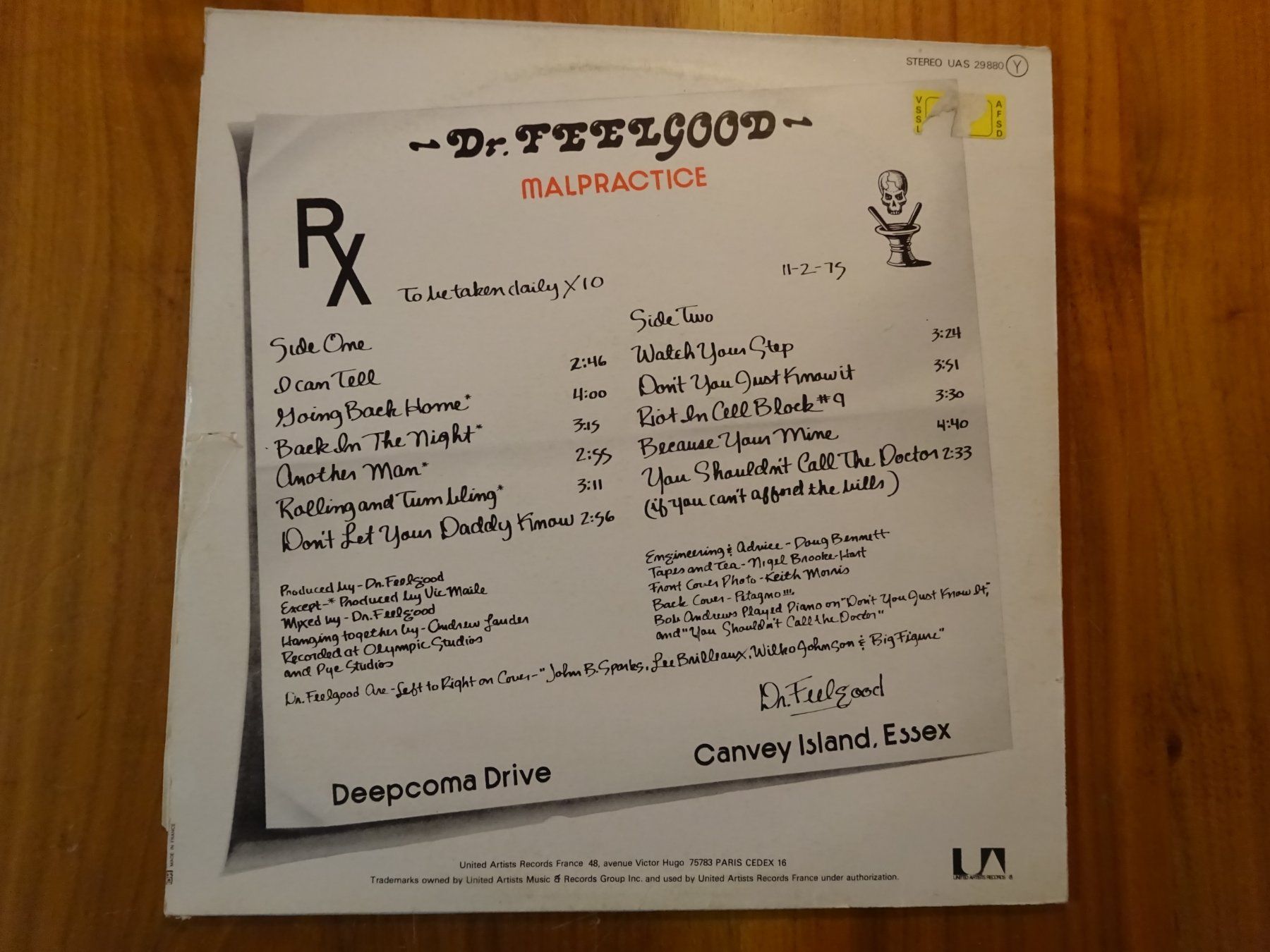 Schallplatten: DR. FEELGOOD ** WILKO JOHNSON ** MALPRACTICE ** NEUWERTIG – Gebraucht aus Luzern von xrayspex99 1