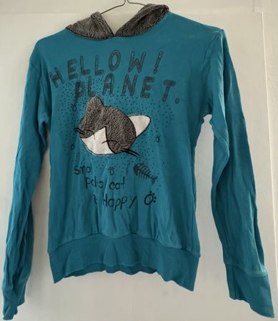 Blue Cat Print Hoodie – Hellow Planet