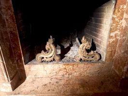 Chenets en fer forgé & laiton (porte bûches pour cheminée)