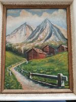 Gemälde Öl auf Malpappe Alpenlandschafft signiert W. Rust