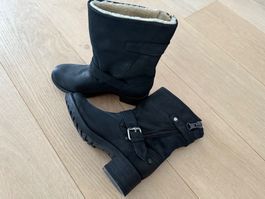 Warme Winterstiefel v. MAX Gr. 38 Kunst Leder schwarz NEU