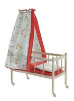 Neu - Puppenbett aus Holz mit Himmel und Decke - Basecap Bär