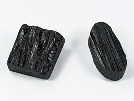 Schwarzer Turmalin(Schörl) halbrohe Cabochons ca.25mm, 2Stk.