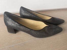 Fast neue BRUNATE Pumps Gr.39 Leder schwarz-braun schimmernd