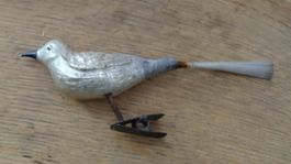 sehr schöner alter Weihnachtsschmuck Vogel 13 cm lang