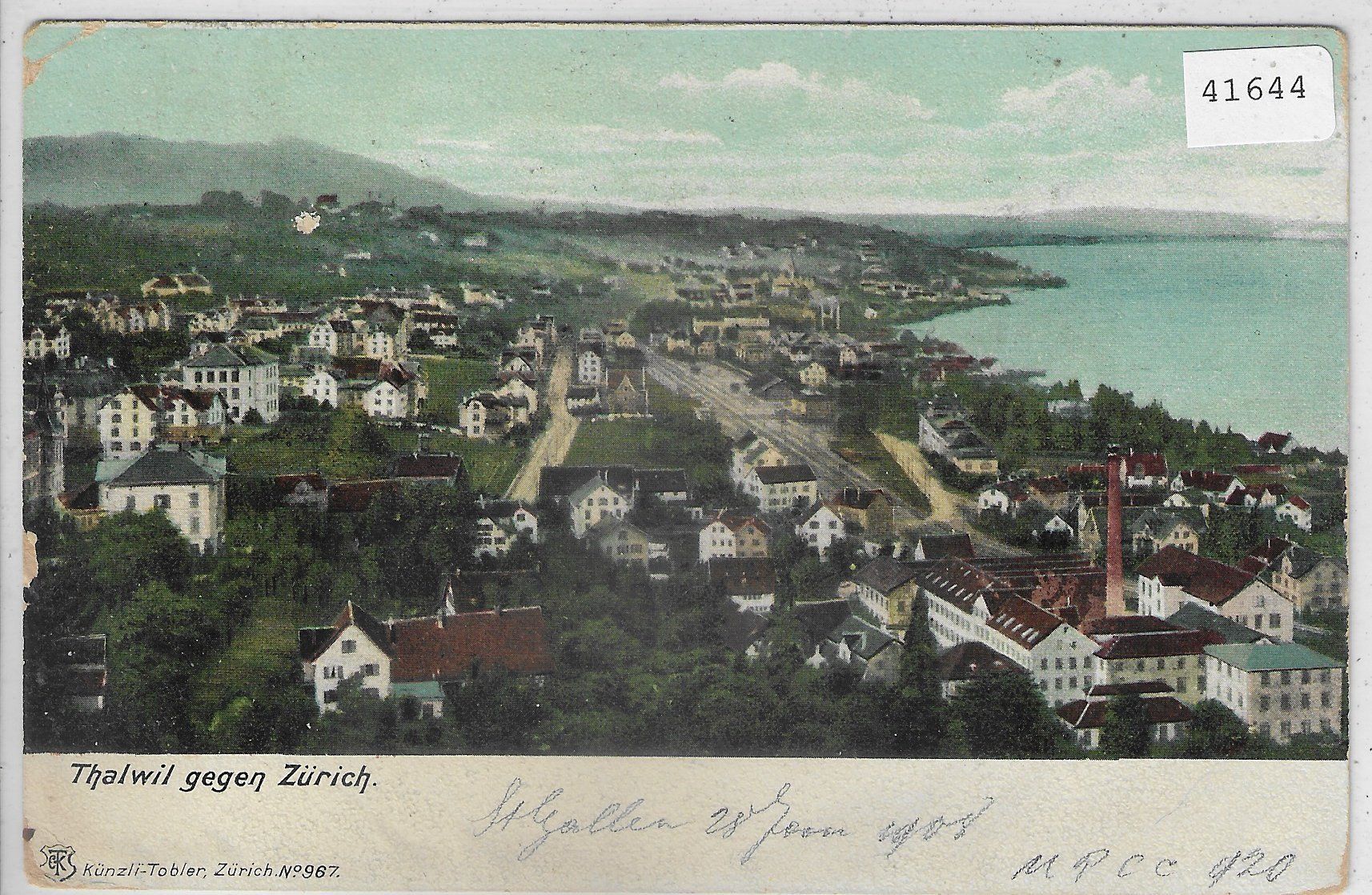 Ansichtskarten: Thalwil gegen Zürich 1908 – Gebraucht aus Ettingen von Kartenplanet