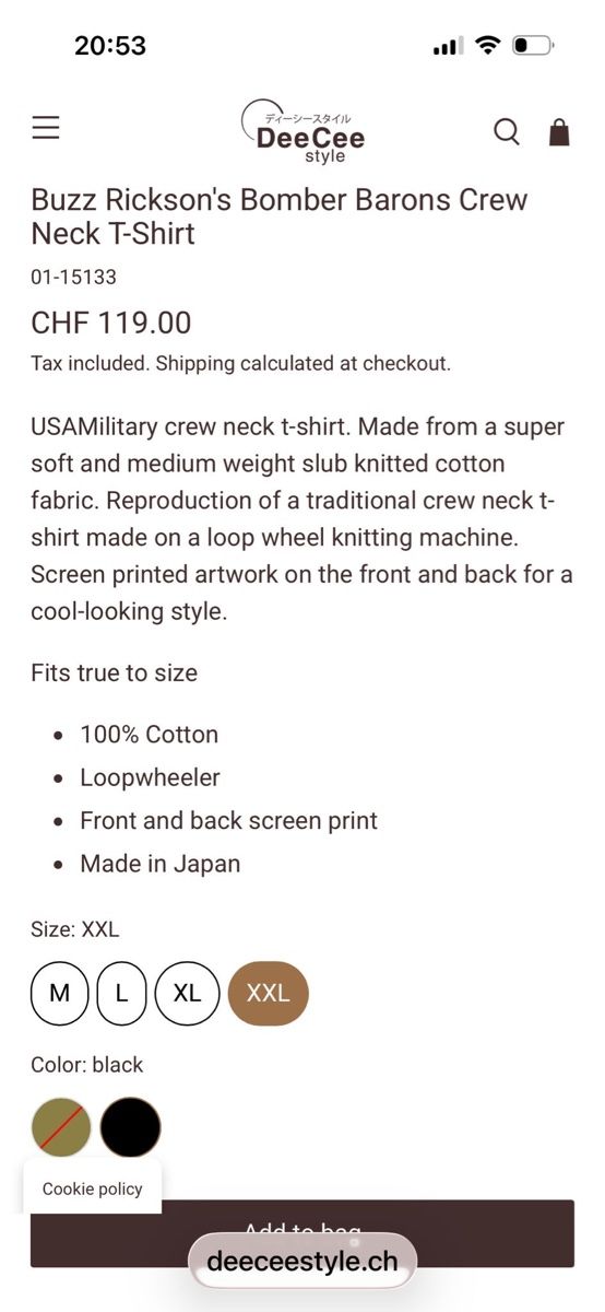 T-shirt: Buzz Rickson Loop Wheeler Tee - XXL  – Nuovo (secondo la descrizione) da Volketswil venduto da Alisandra77 5