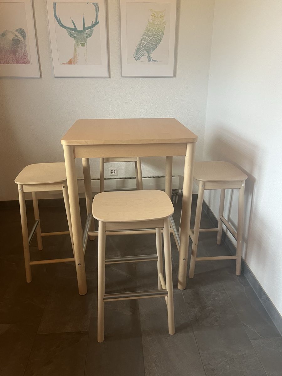Ikea Tischset: IKEA RÖNNINGE Bartisch mit 4 Barhockern, Birke  – Gebraucht aus Wil SG von kle_5k82 4