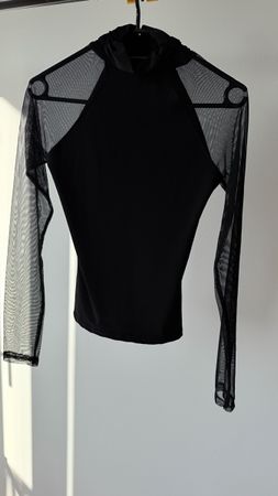 Damen Langarmshirt Netzstoff schwarz Grösse S neu