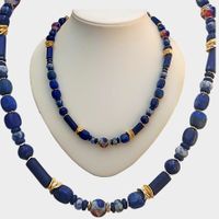 Statement Lapislazuli Halskette Unikat Damen Herren Blau