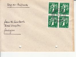 SBK 228z im 4er-Block auf Brief mit ST S. 218 TdB Bern 1939