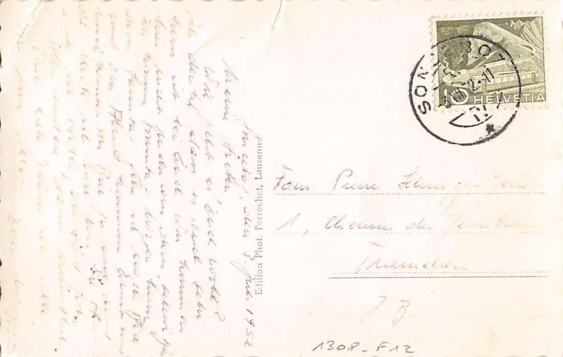Cartoline postali: SOUVENIR de  SONCEBOZ 1952 – Usato da Winterthur venduto da SchatzchischtliWinti 1