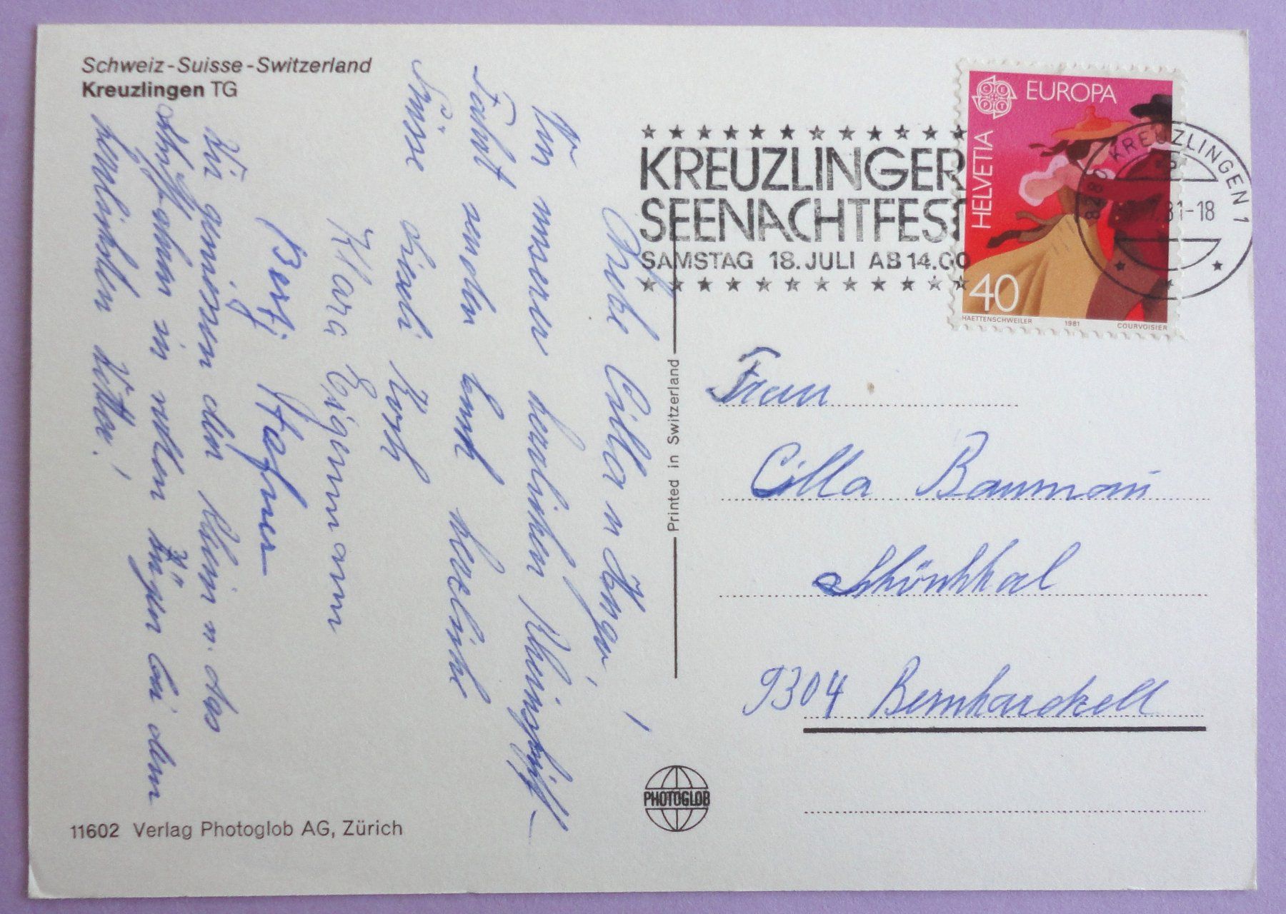 Cartoline postali: Kreuzlingen TG – Usato da Fétigny venduto da Billy2miny 1