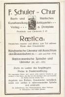 F. Schuler Chur, Katalog Raetica, 1913