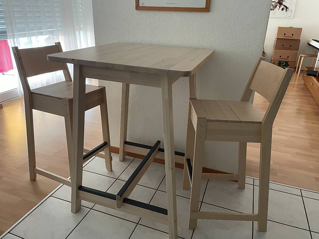Ikea Set di tavolo e panche: Table haute de cuisine en bois+ 2 chaises – Usato da Colombier NE venduto da dan_59vx 1