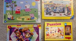4 Kinderpuzzles: Peppa Pig, Paw Patrol, Polizei, Ballett