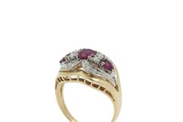 Antiker Rubin Brillant Ring in 18K Gelbgold *S3601