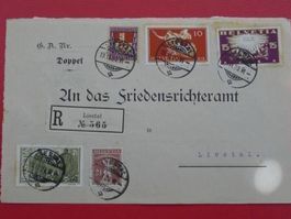 1919, Liestal (BL) Nr.143-145 tolle Buntfrankatur auf BRIEF