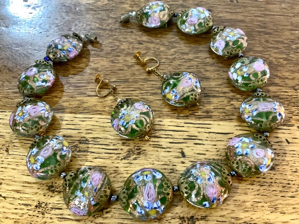 Collier Vintage En Verre De Murano – Bijou Artisanal Italien – Occasion