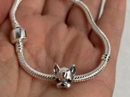 Süsses Armband aus Silber mit Hunde-Charm, 20 см