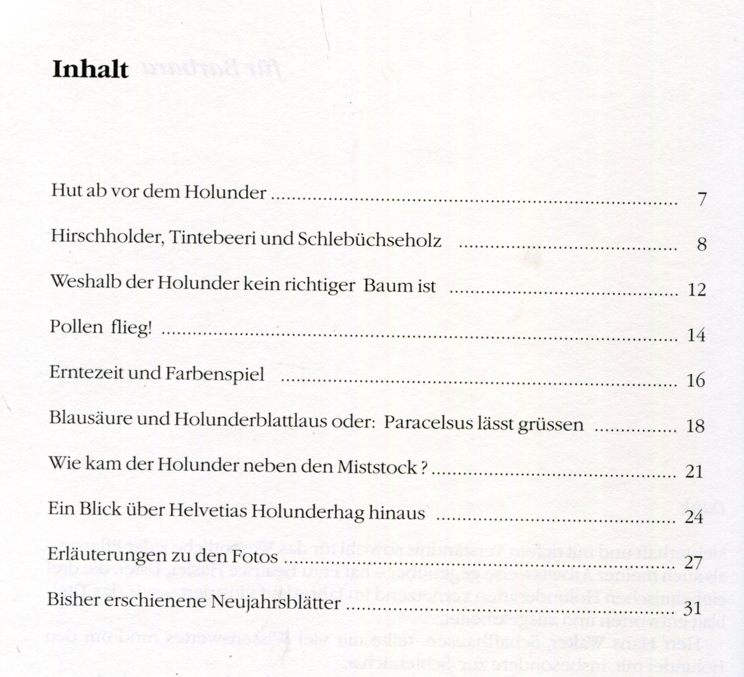 Bücher: Holunder, Neujahrsblatt – Gebraucht aus Aarau von Elmaar41 1