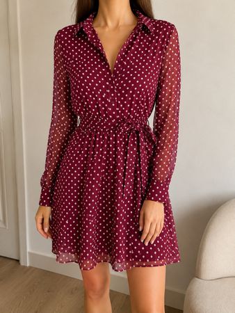 Kleid Polka Dot Bordeaux Grösse 40 Damen