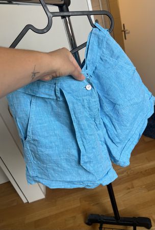 Hellblaue Leinen Kurze Hose Leinen Shorts, Grösse 40, Top!