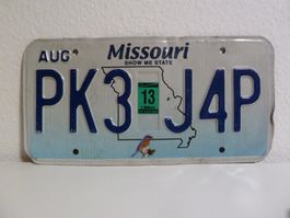 USA Nummernschild Autonummer License Plate MISSOURI PK3 J4P