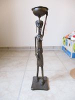 Tribal Art Figur / Skulptur Frau mit Brüsten + Kind + Schale