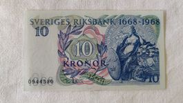 Schweden 10 Kronen 1968, Sammler Banknote vintage (WA3)