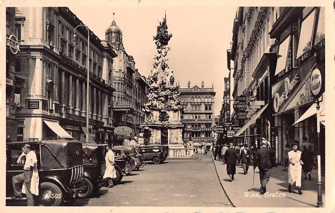 Ansichtskarten: WIEN 31.1.1939 - Graben mit OLDTIMERN – Gebraucht aus Lufingen von TopAnsichtskarten