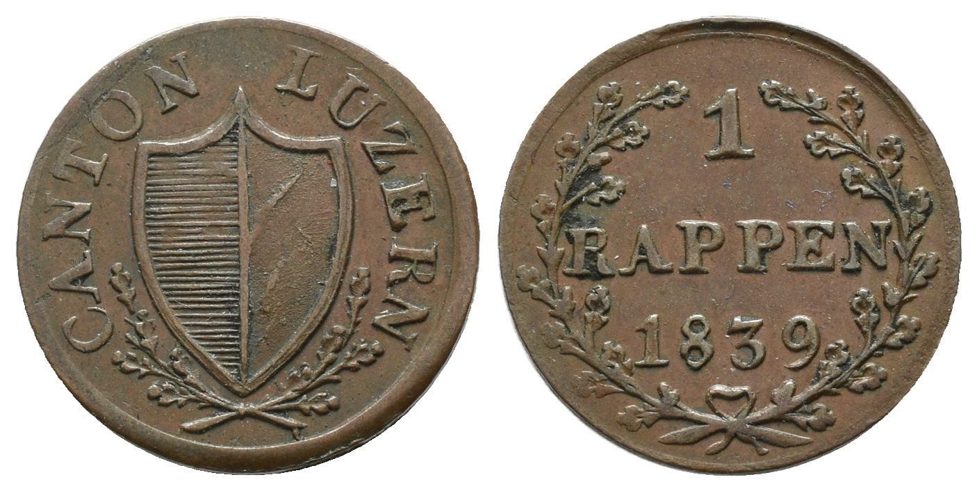 Tutti le monete: Luzern Rappen 1839  /2286 – Usato da Trimbach venduto da Solothurn1