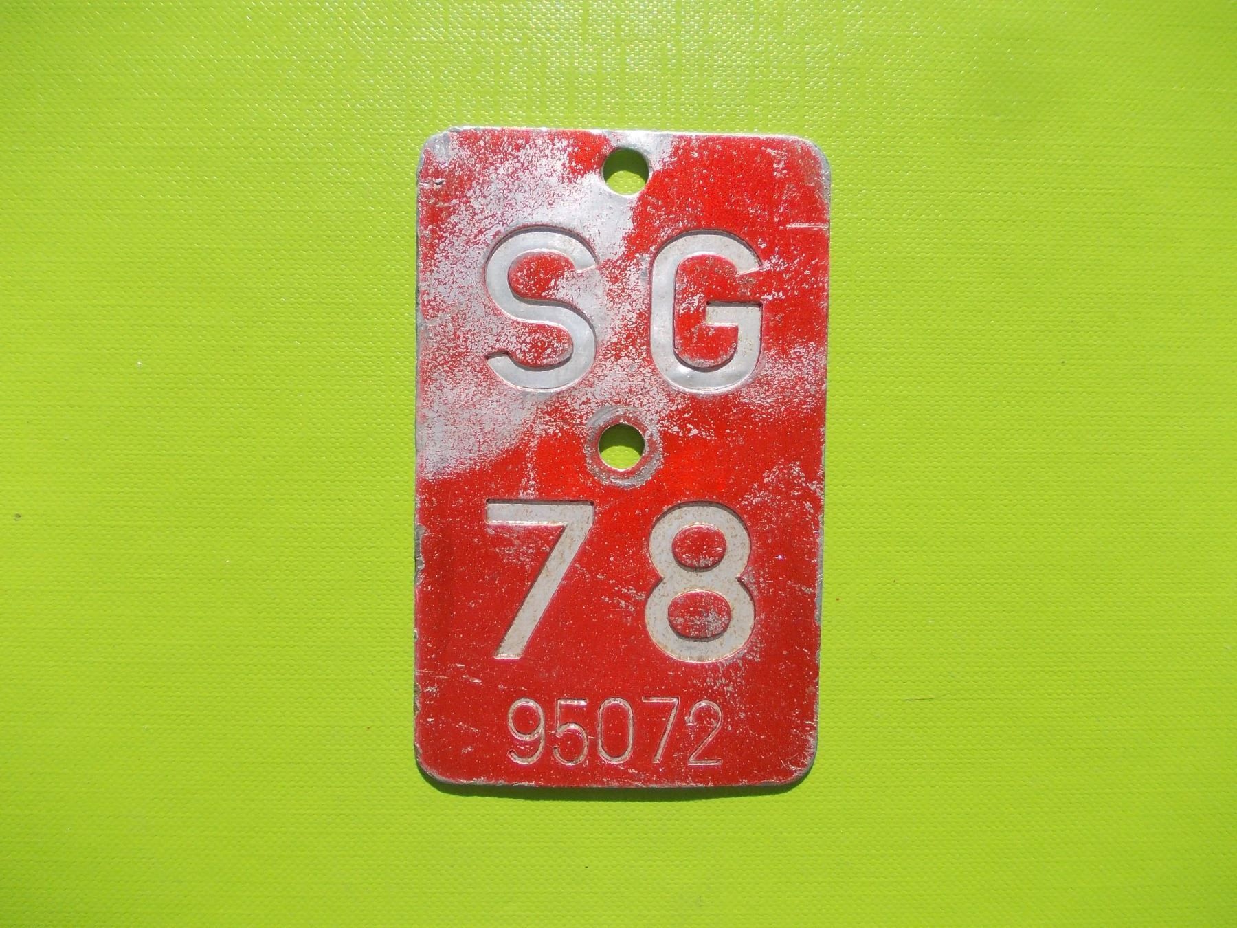 Schilder: Velonummer / Fahrradnummer SG 78 – Gebraucht aus Gsteigwiler von HORMIGA21