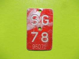 Velonummer / Fahrradnummer SG 78
