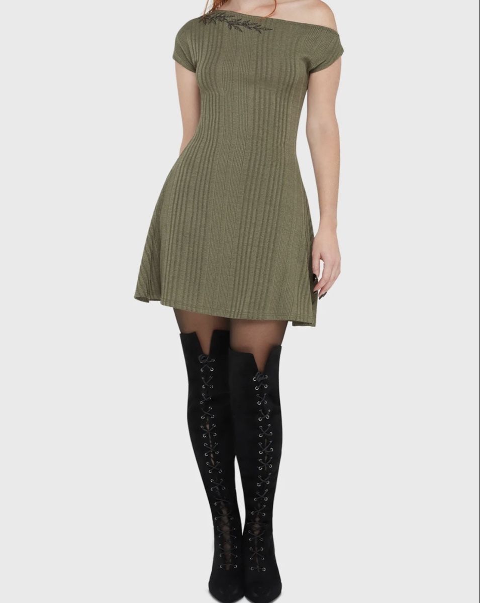 Killstar Kleider: Killstar Ethereal Forest Kleid, olive Gr L neu – Neu und originalverpackt aus Holziken von BlackCrow