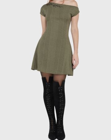 Killstar Ethereal Forest Kleid, olive Gr L neu