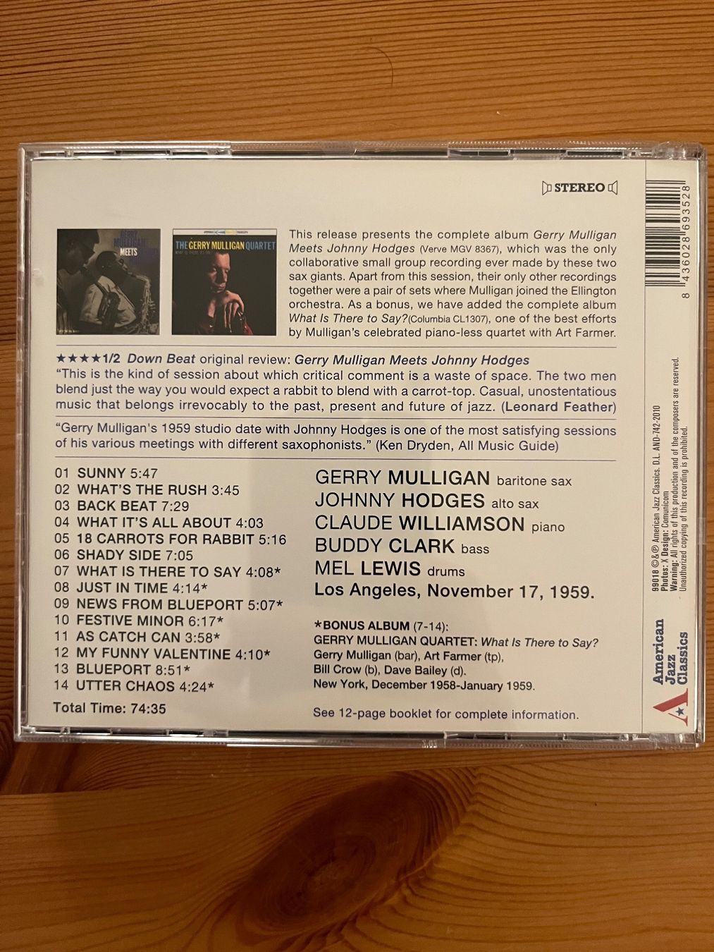 CDs: GERRY MULLIGAN meets JOHNNY HODGES – D'occasion à Lausanne par sbar224 1