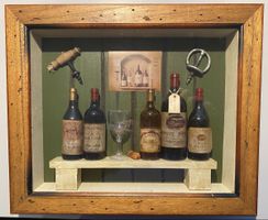 Wein-Deko-Bild mit Rahmen und Korkenziehern, Vintage Stil