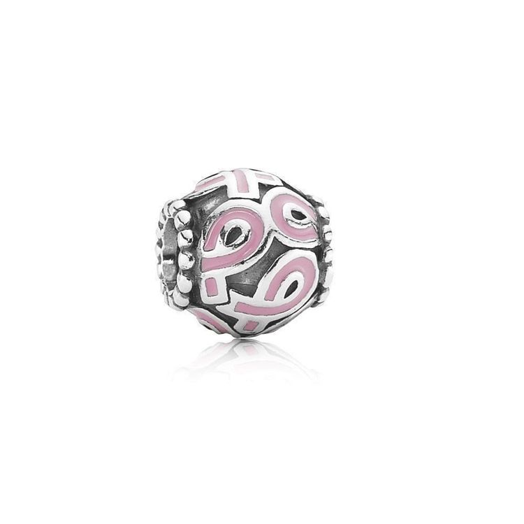 Authentic Pandora Sterling Silver Ribbon, Pink Enamel Charm 790755EN24