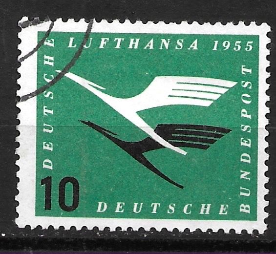 Alle Briefmarken: BRD 1955: Flugdienstbeginn der Deutschen Lufthansa – Gebraucht aus Zürich von Rainstamps