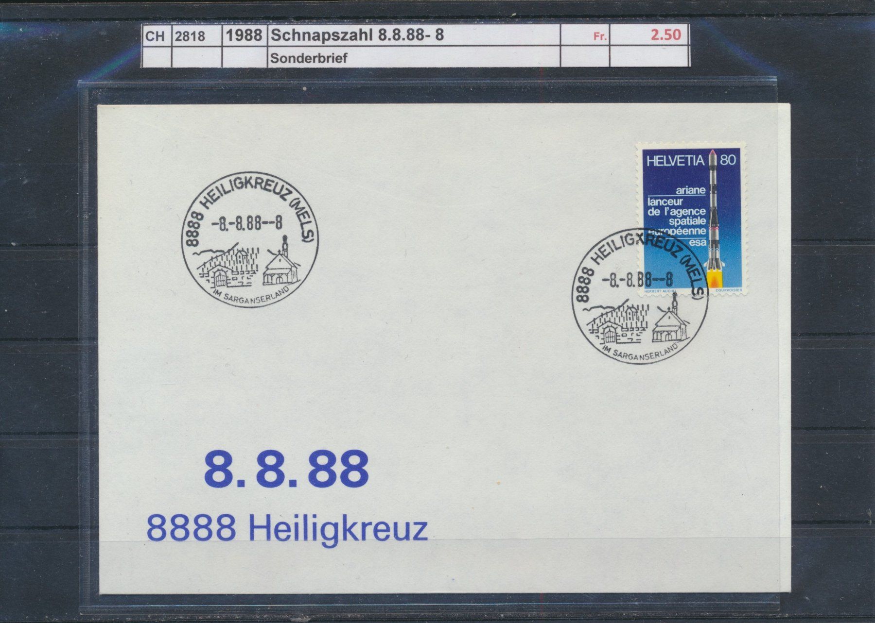 Alle Briefmarken: 1988 "Schnapszahl 8.8.88 - 8", Sonderbrief – Gebraucht aus Winterthur von Zupogeru