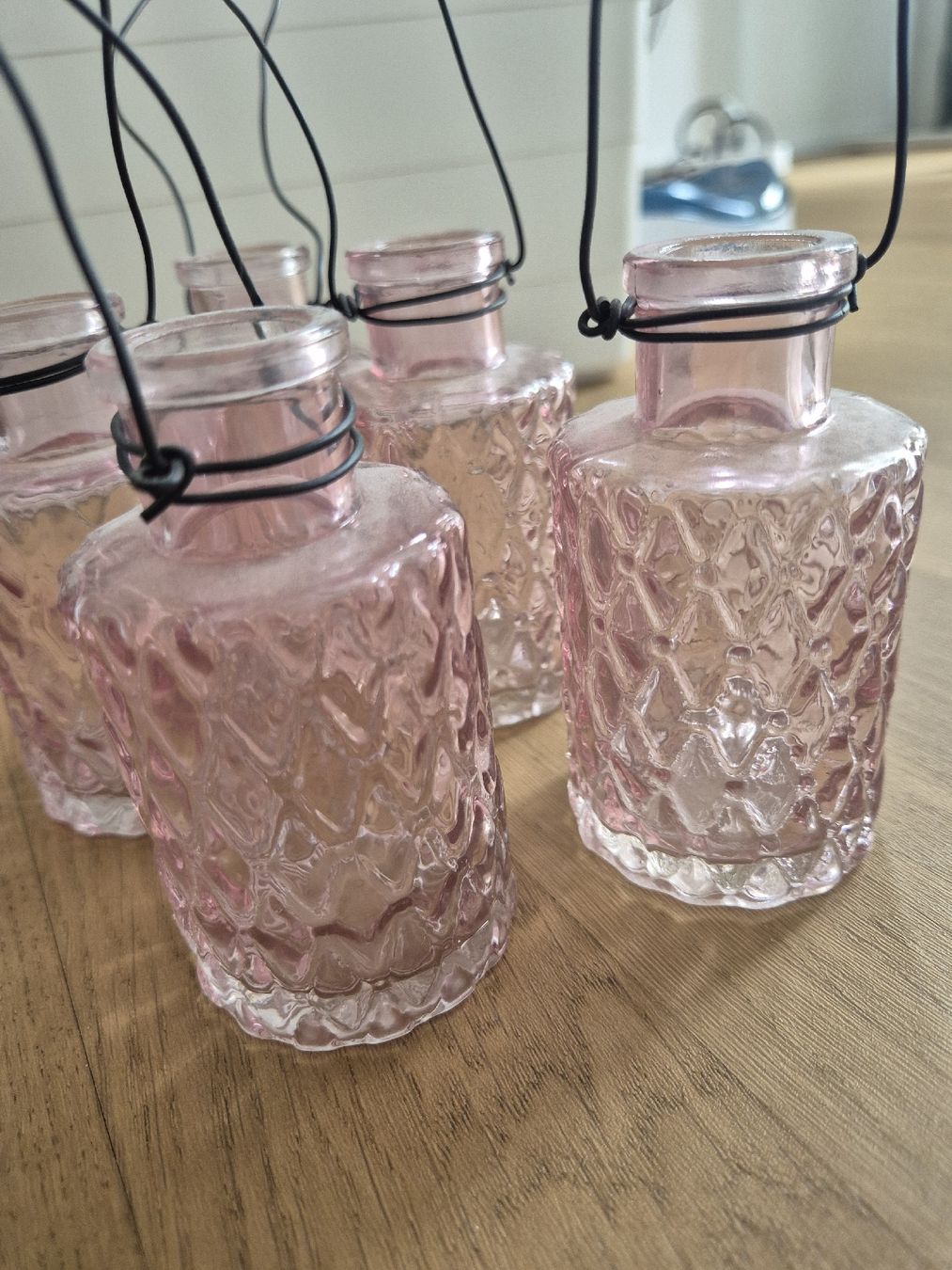 Vasi & Recipienti: 5 x Deko-Glas-Vasen rosa mit Henkel – Nuovo (secondo la descrizione) da Kollbrunn venduto da mela_nie 4