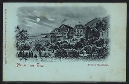 Mondschein-AK Zug, Pension Guggithal mit