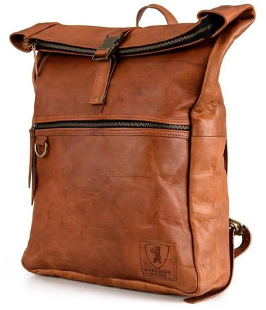 BERLINER BAGS Leder Rolltop Rucksack braun – neuwertig