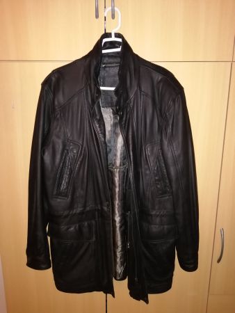 Schöne 3/4 Lederjacke (Rindsleder), schwarz, Gr. 54